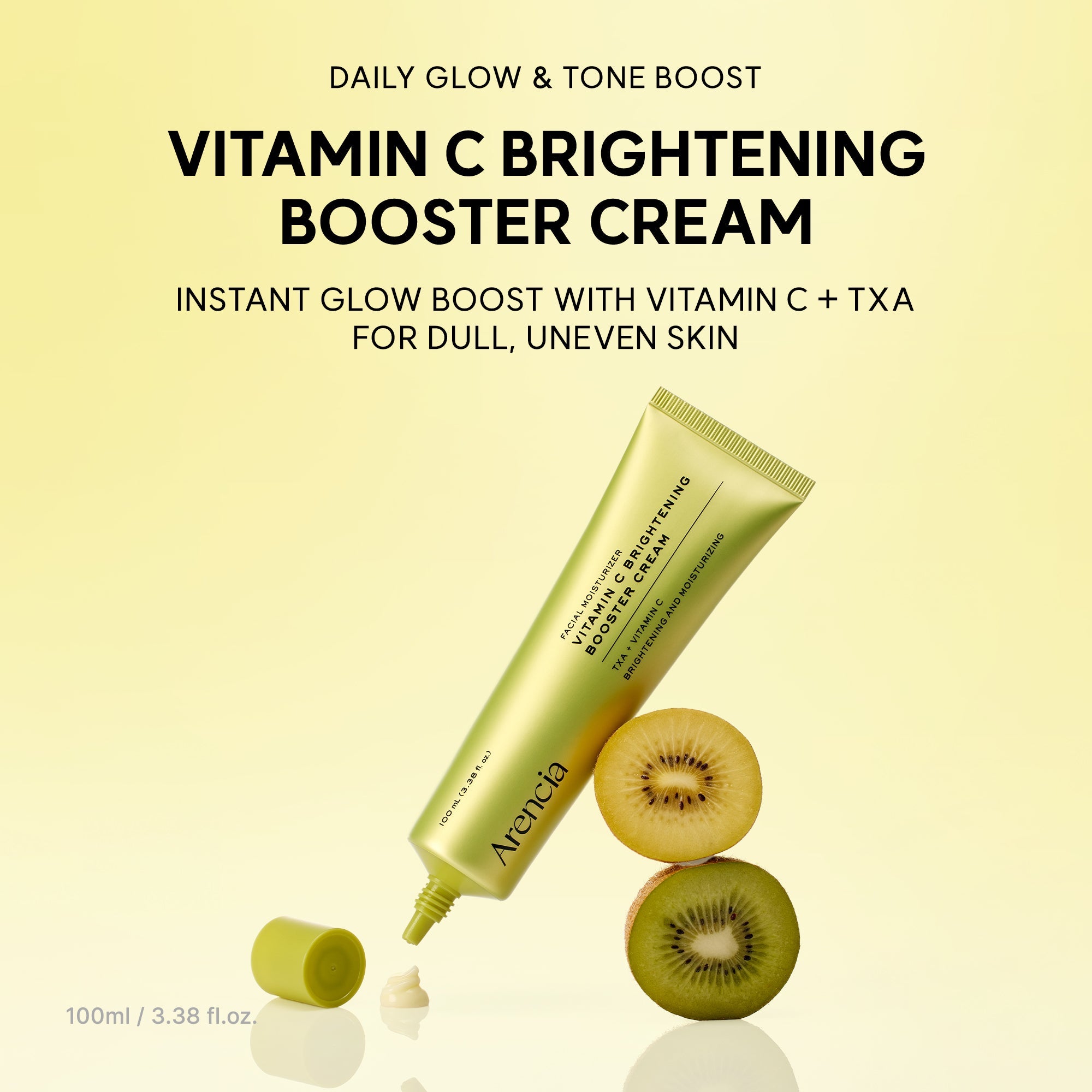 Vitamin C Brightening Booster Cream, Glow-Enhancing Moisturizer with Vitamin C, TXA & Glutathione for Radiant, Glass Skin, 3.38 fl. oz.