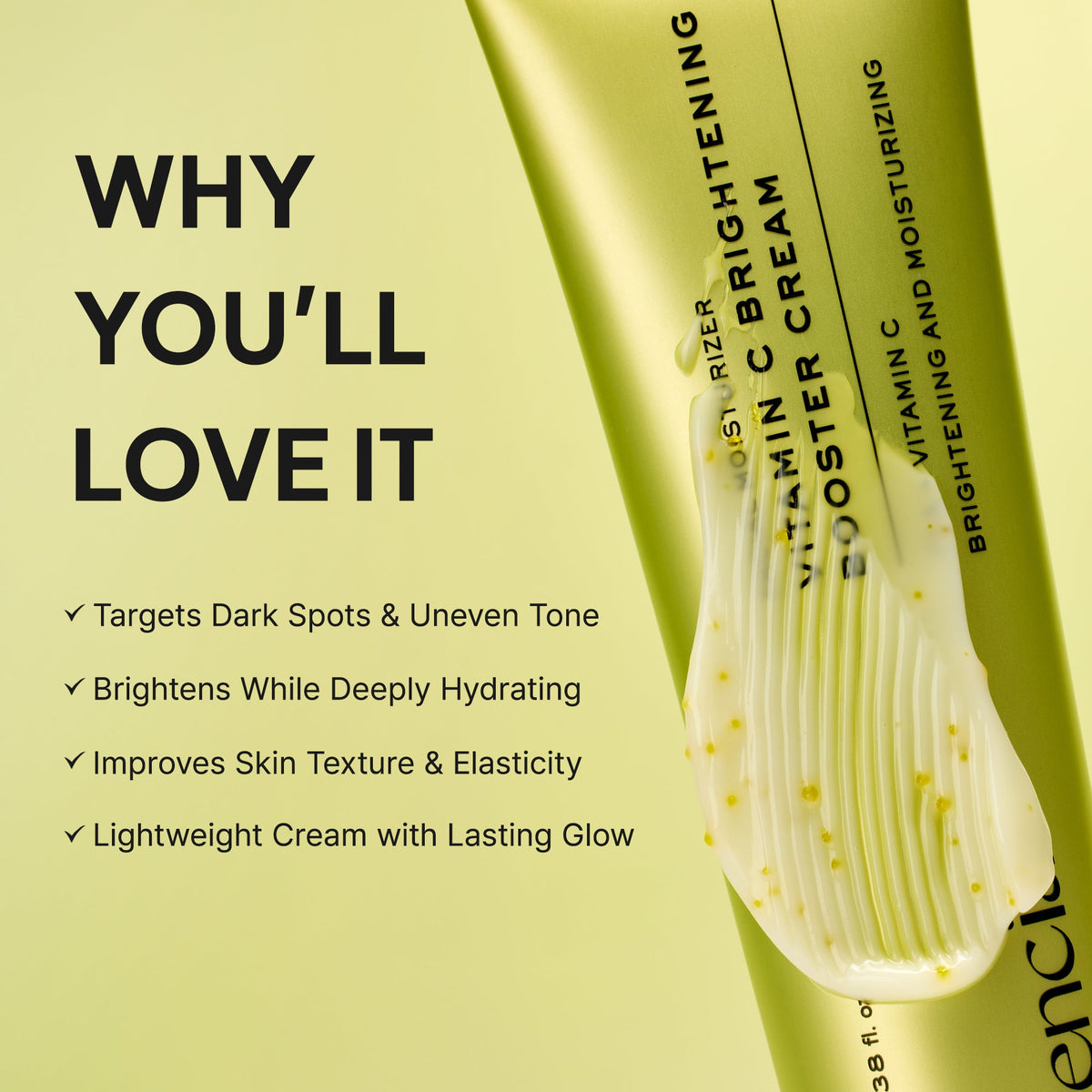 Vitamin C Brightening Booster Cream, Glow-Enhancing Moisturizer with Vitamin C, TXA & Glutathione for Radiant, Glass Skin, 3.38 fl. oz.