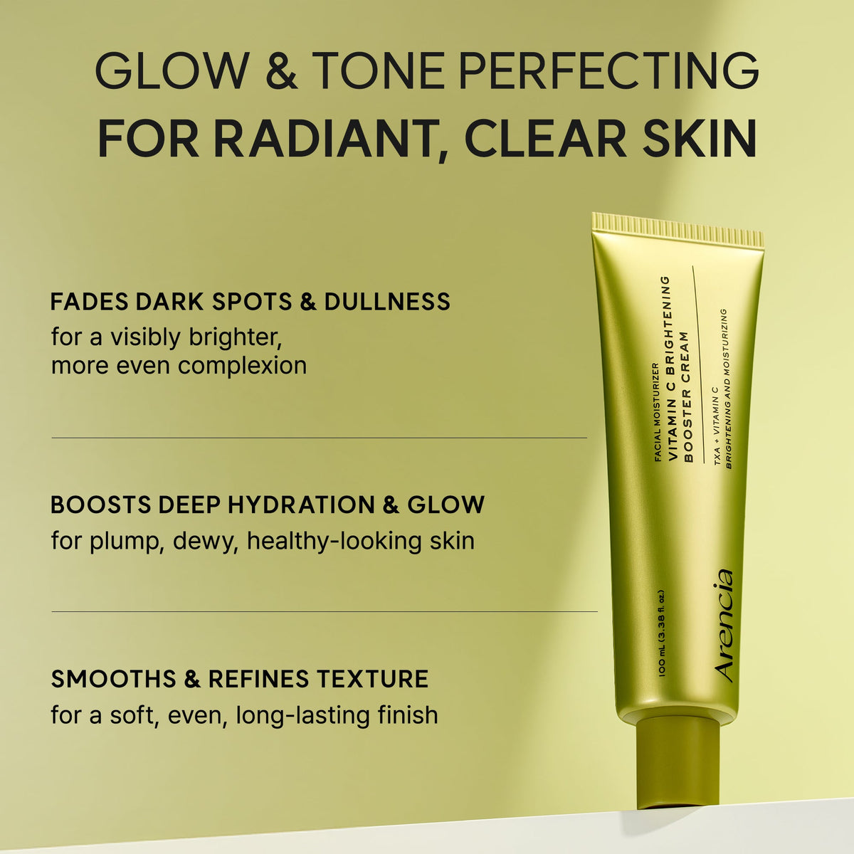 Vitamin C Brightening Booster Cream, Glow-Enhancing Moisturizer with Vitamin C, TXA & Glutathione for Radiant, Glass Skin, 3.38 fl. oz.