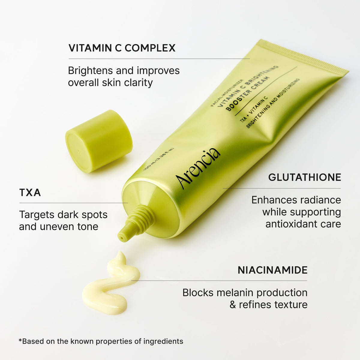 Vitamin C Brightening Booster Cream, Glow-Enhancing Moisturizer with Vitamin C, TXA & Glutathione for Radiant, Glass Skin, 3.38 fl. oz.