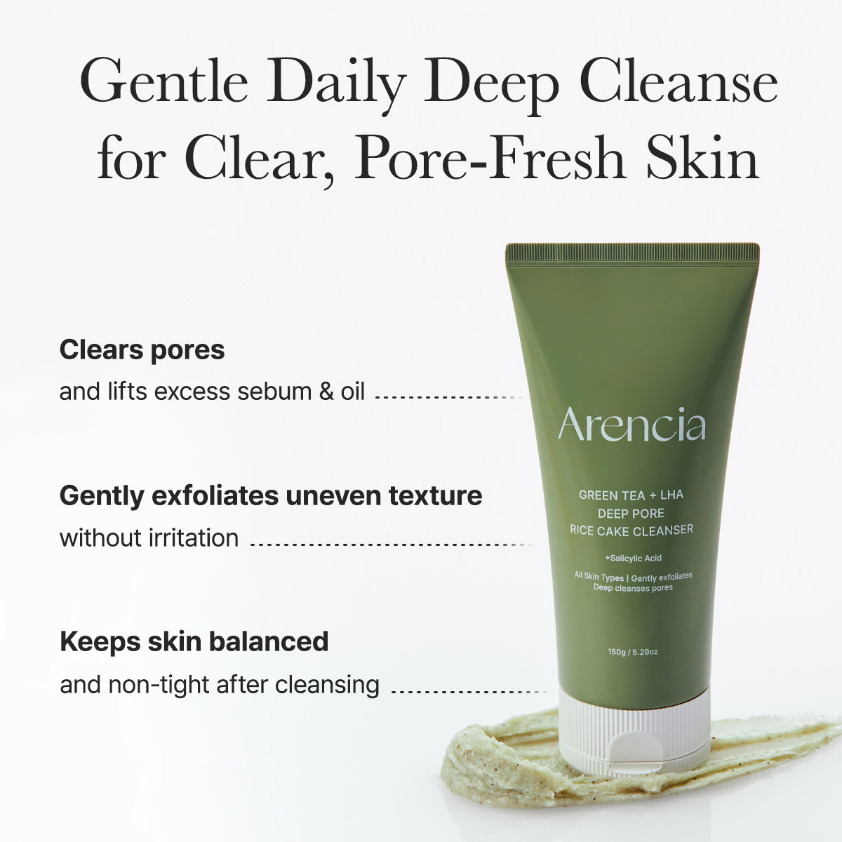 Green Tea + LHA Deep Pore Rice Cake Cleanser